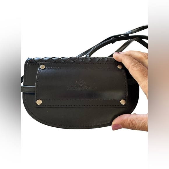 Patricia Nash Black Leather Woven Belt Bag (Missing Belt) Woven Crossbody Bag - Picture 5 of 11
